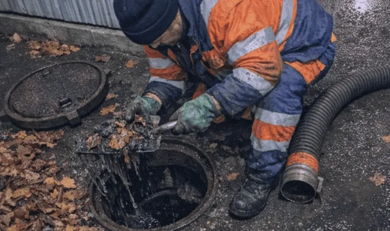 Abpumpen und Reinigen auf einer Baustelle
